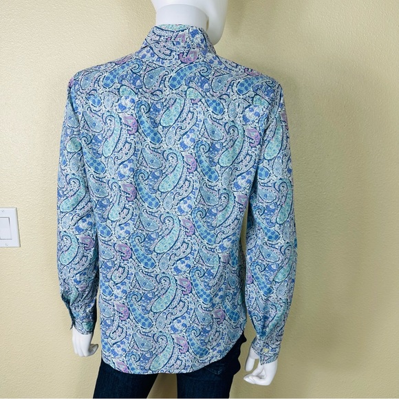 Liberty of London Shirt Sz 12 Blue Paisley Long Sleeve Button - Picture 3 of 12